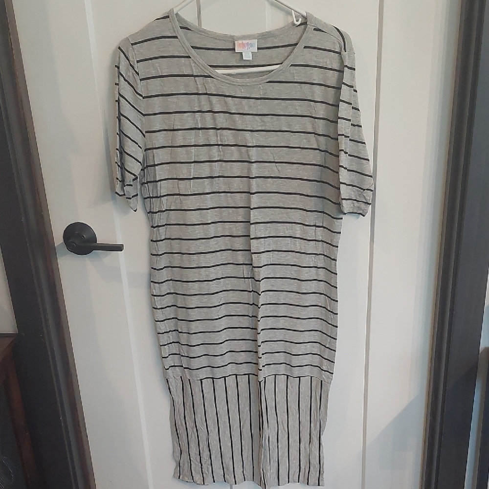 LuLaRoe JULIA Gray and Black Casual Midi Dress Size 2xl Only Worn Couple Of Time